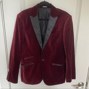Express red velvet tuxedo jacket